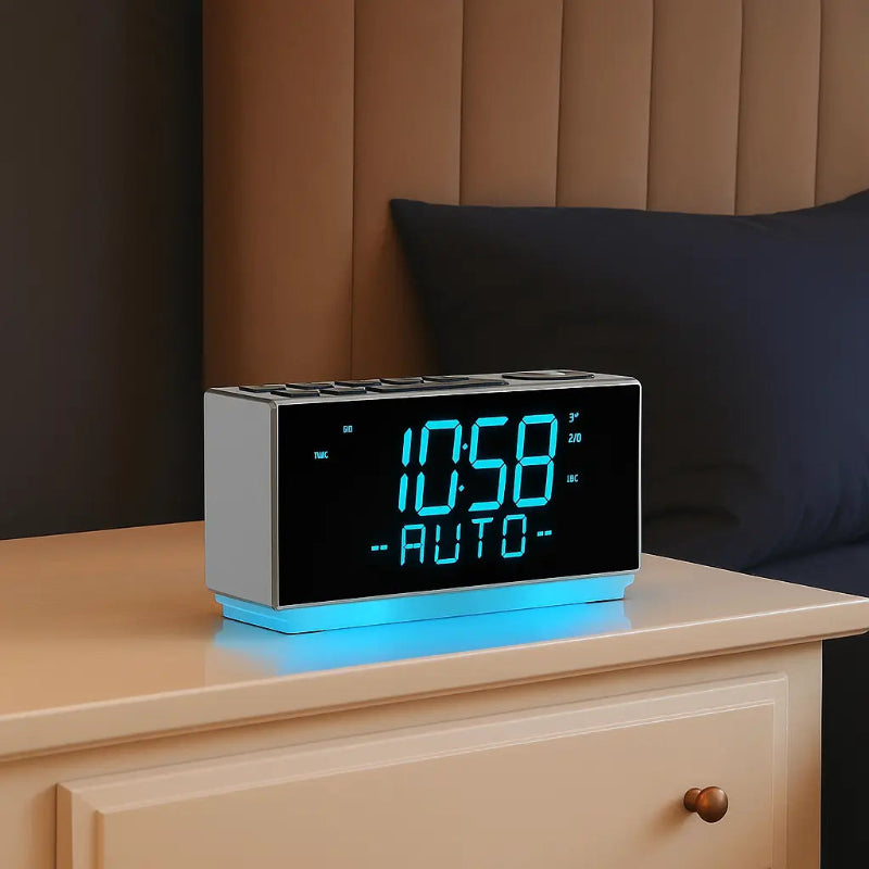 Radio Réveil Design LED Multifonction avec Double Alarme et FM