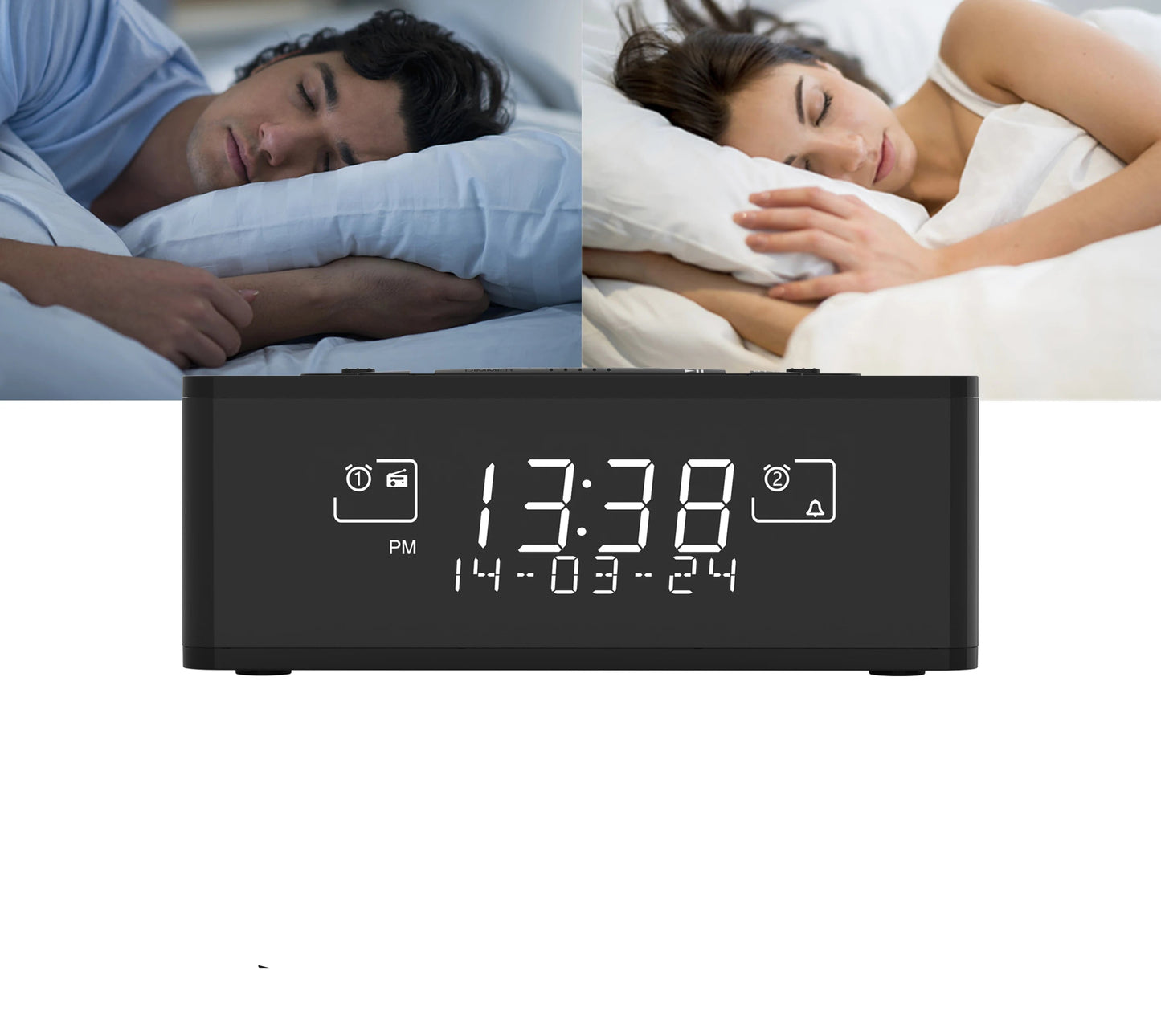 Radio Réveil Vintage Contrôle Luminosité et Double Alarme