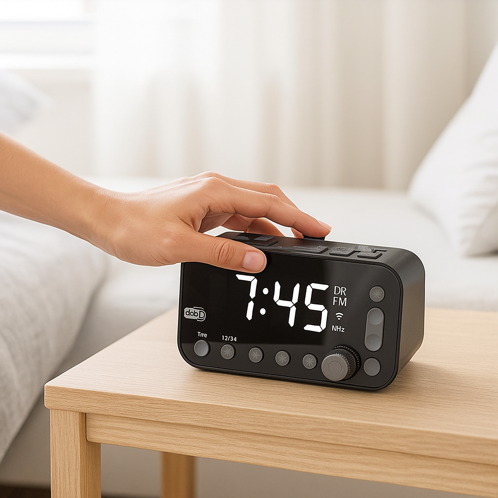 Radio Réveil Vintage avec FM, Double Alarme et Écran LED Clair