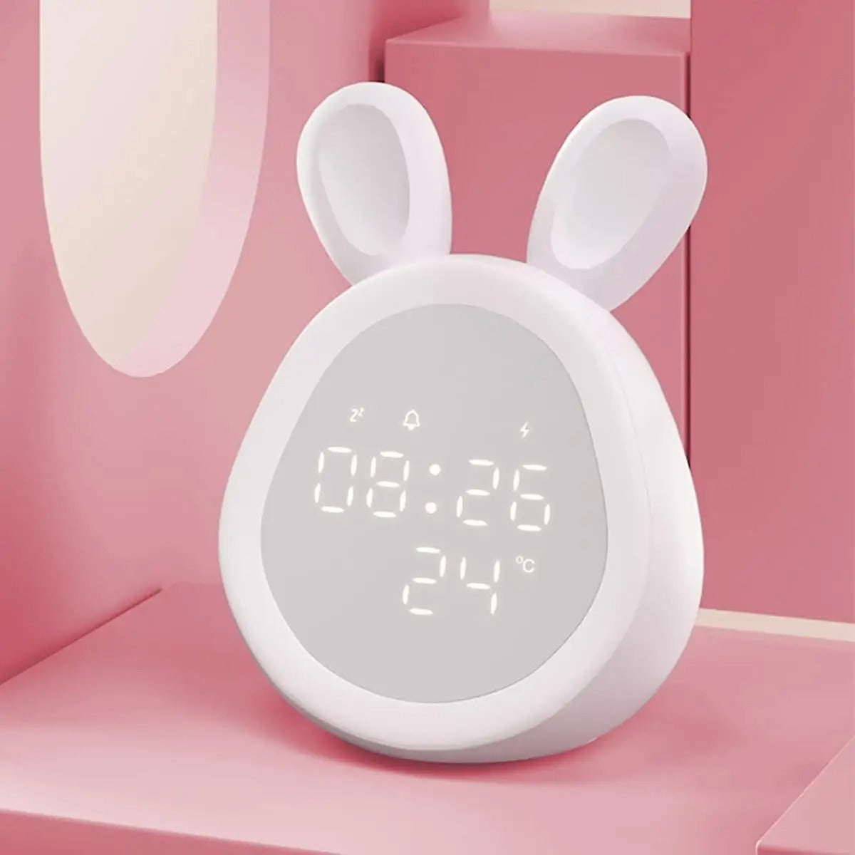 Réveil Lampe de chevet Lapin Enfant LED Veilleuse – Affichage Digital HD