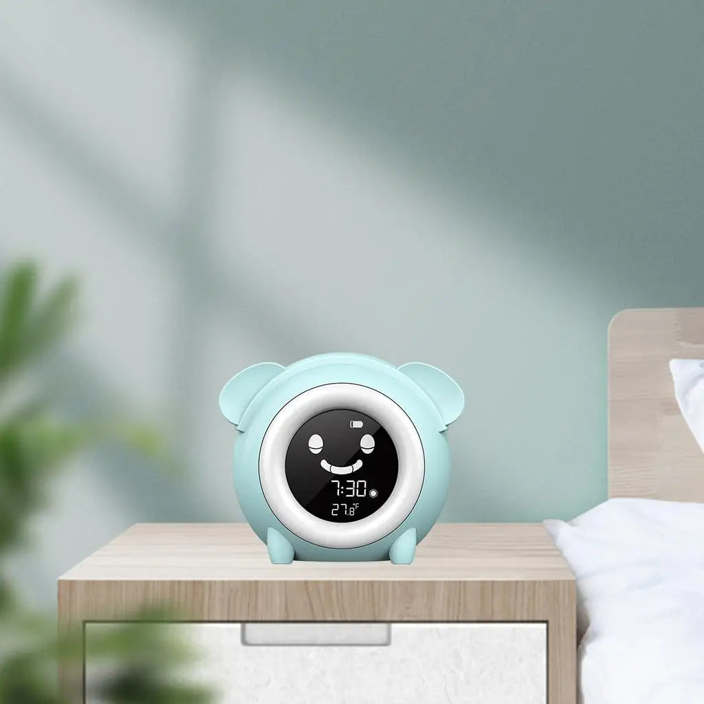 Réveil Enfant 4 Ans – Ours Sourire avec Veilleuse LED et Fonction Snooze