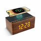 Radio Réveil Bois LED avec Charge Sans Fil et Double Alarme