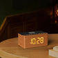 Radio Réveil Bois LED avec Charge Sans Fil et Double Alarme