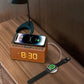 Radio Réveil Bois LED avec Charge Sans Fil et Double Alarme