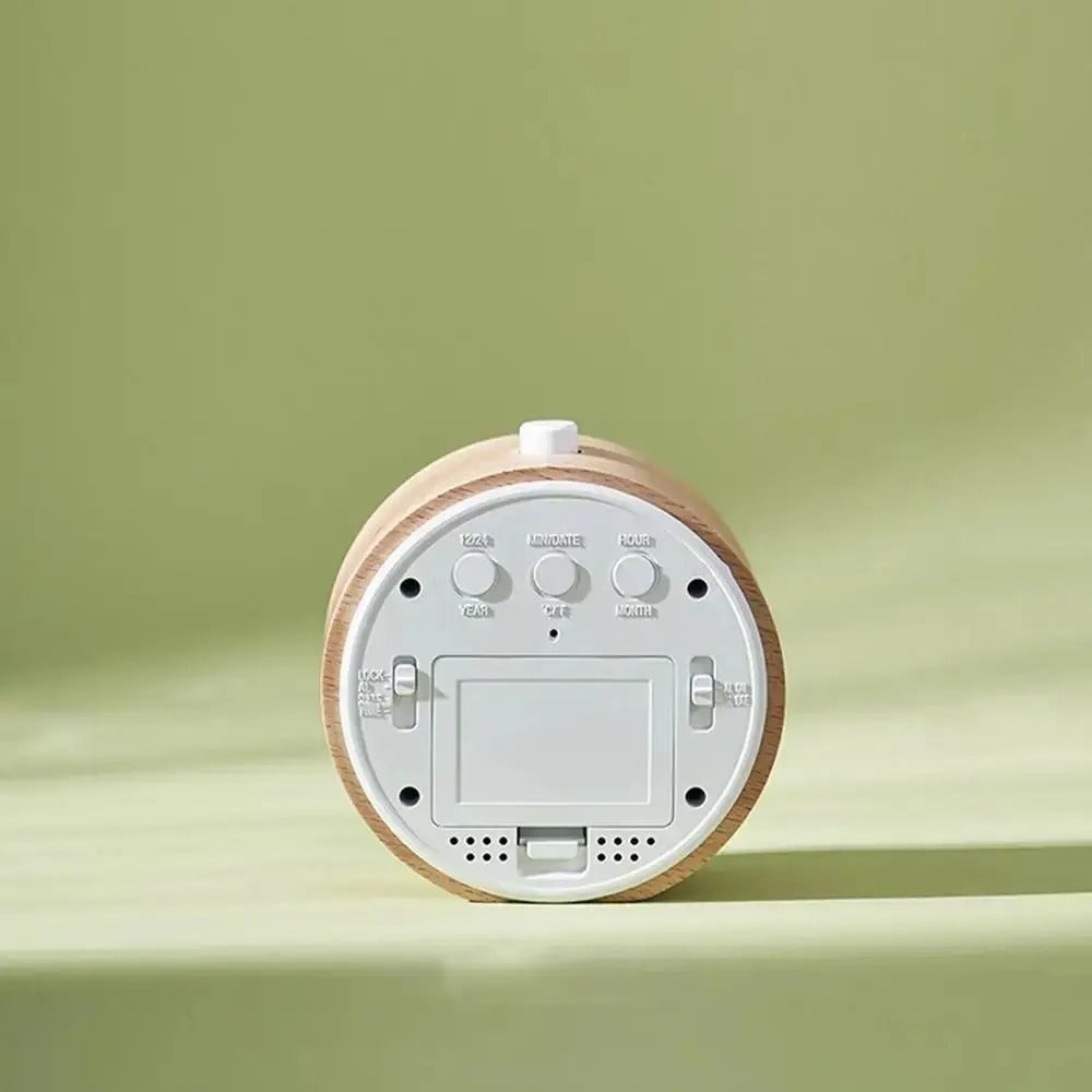 Réveil Bois Digital Rond - Température & Date