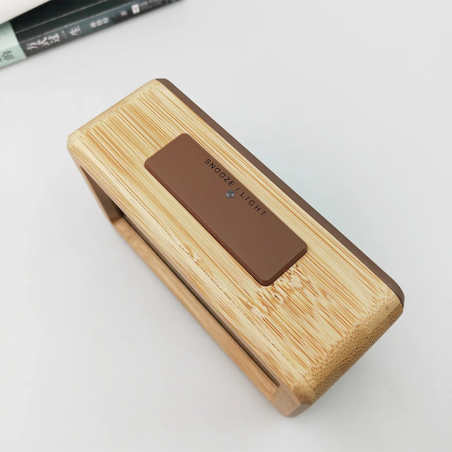 Réveil Bois Digital Naturel – Grand Écran LCD avec Température et Date