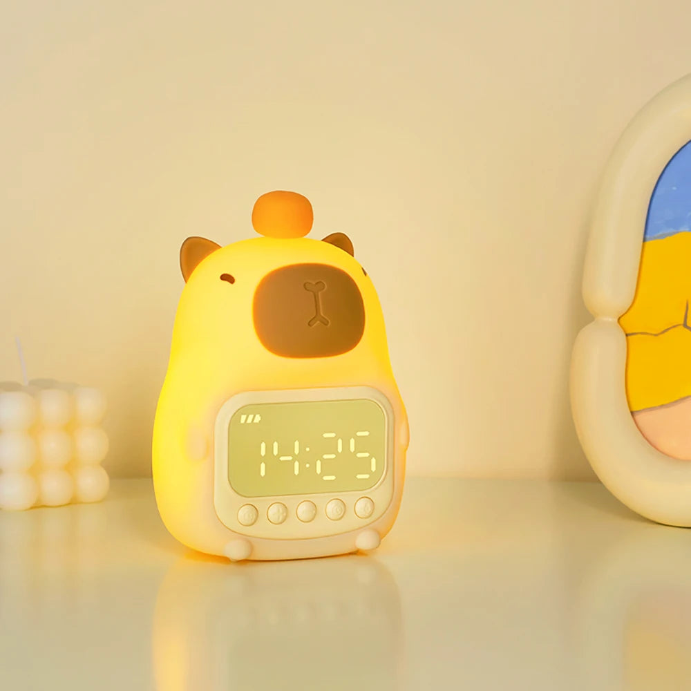 Réveil Éducatif Enfant LED Ours et Chien avec Veilleuse et Affichage Digital