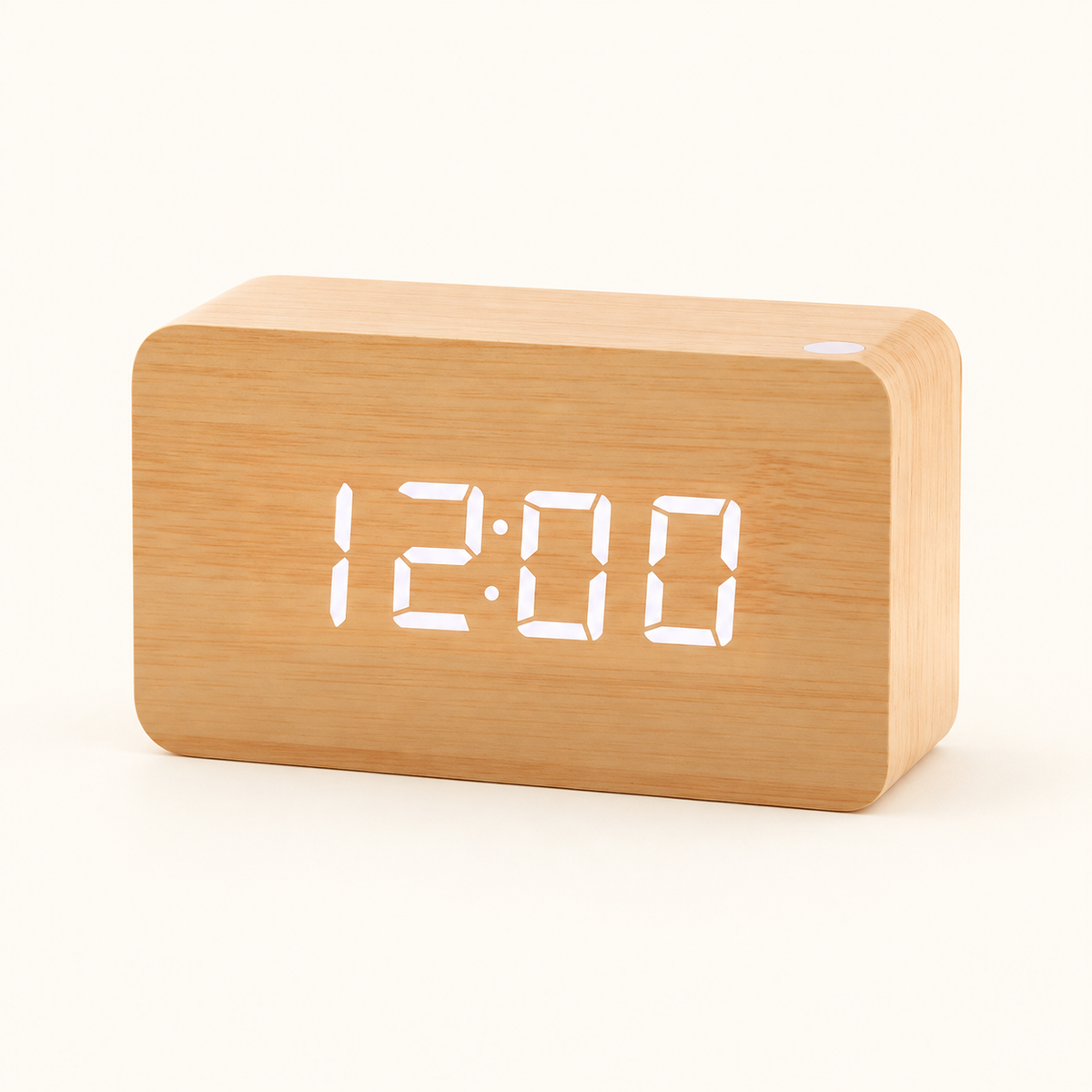 Doux Réveils | Réveil Bois Naturel LED Minimaliste - Affichage Blanc et Design Épuré | nouveau visuel image-09c-beige