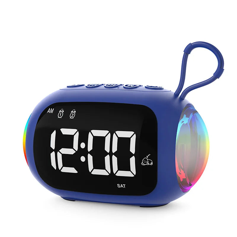 Mini Radio Réveil Lumineux LED avec Bluetooth, Haut-Parleur et Affichage HD