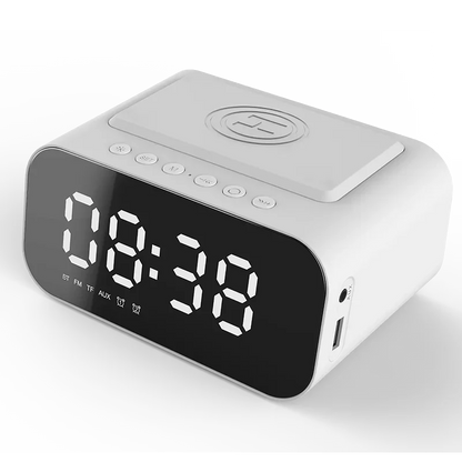 Radio Réveil Ado Connecté avec Haut-Parleur Bluetooth et Charge Sans Fil