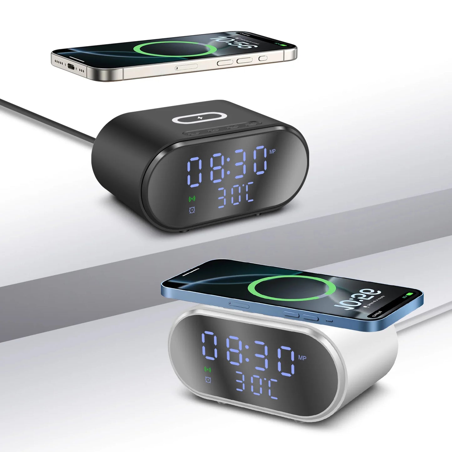 Radio Réveil Ado Connecté - Chargeur Sans Fil, Affichage Température