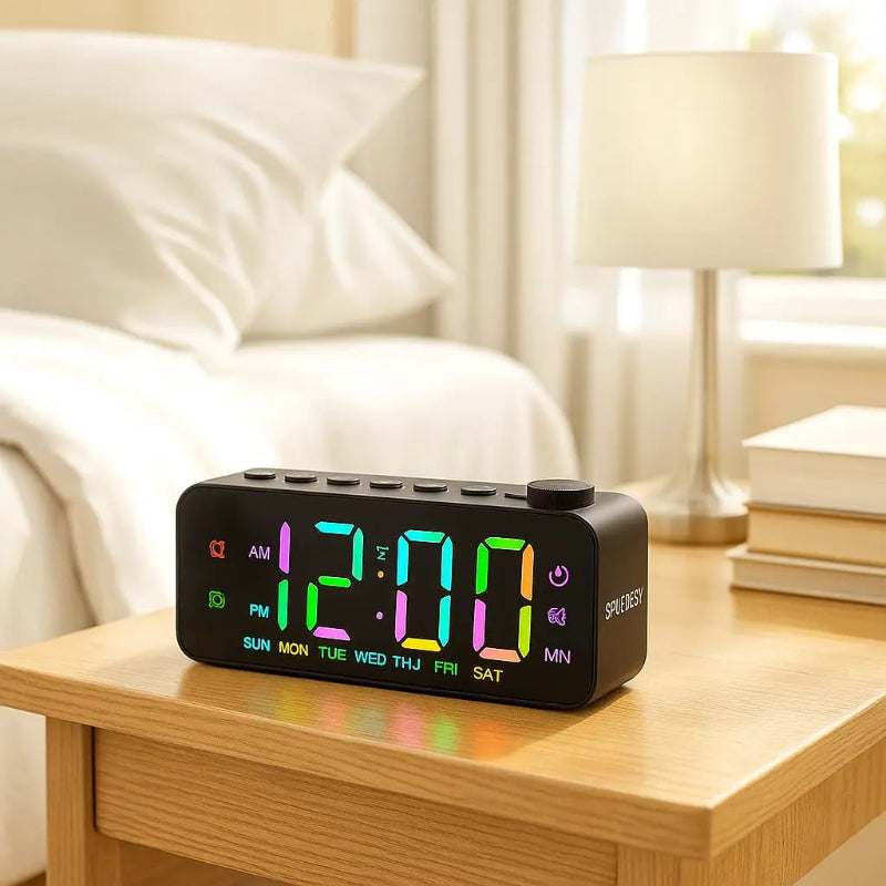 Radio Réveil Ado LED RGB Multicolore avec Radio FM et Écran Lumineux