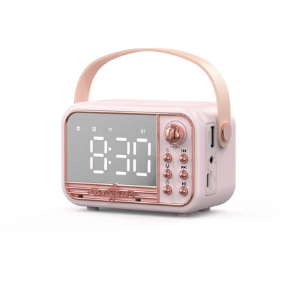 Radio Réveil Ado Design Rétro avec Haut-Parleur Bluetooth et Double Alarme