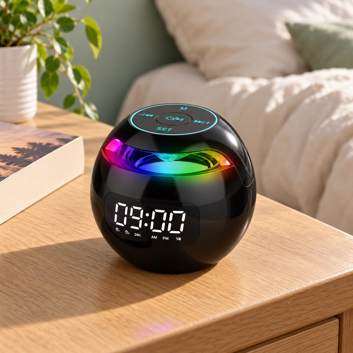 Radio Réveil Ado Bluetooth – Sphère LED Multicolore