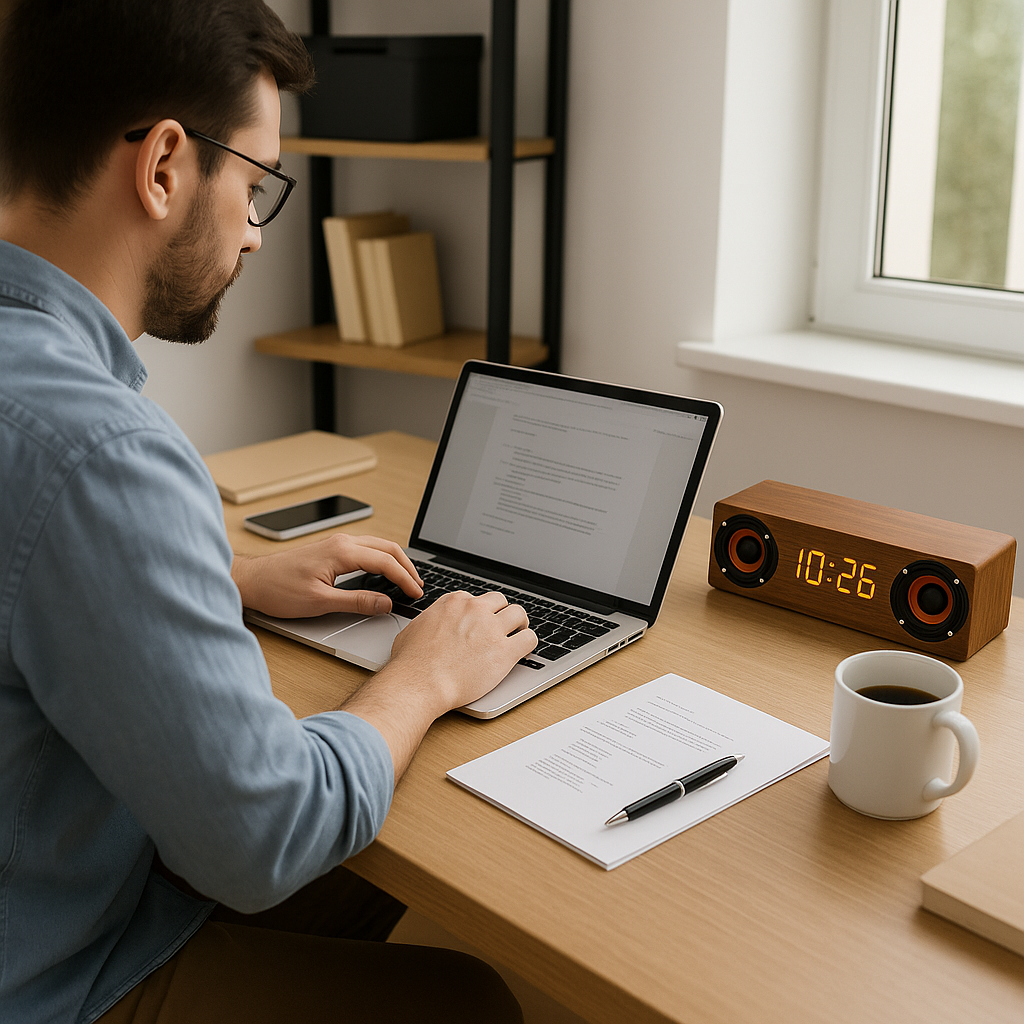 Radio-Réveil en Bois Bluetooth – Design Vintage avec Affichage LED et Haut-Parleurs Intégrés