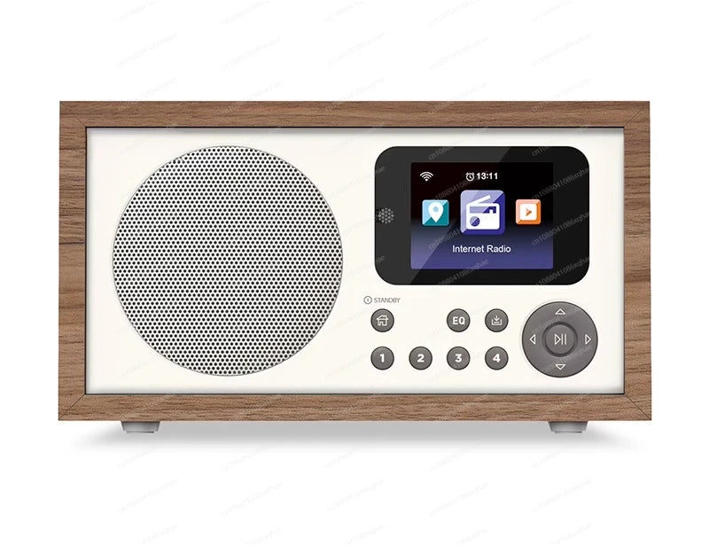 Radio Réveil Bois avec écran couleur, WiFi et haut-parleur stéréo