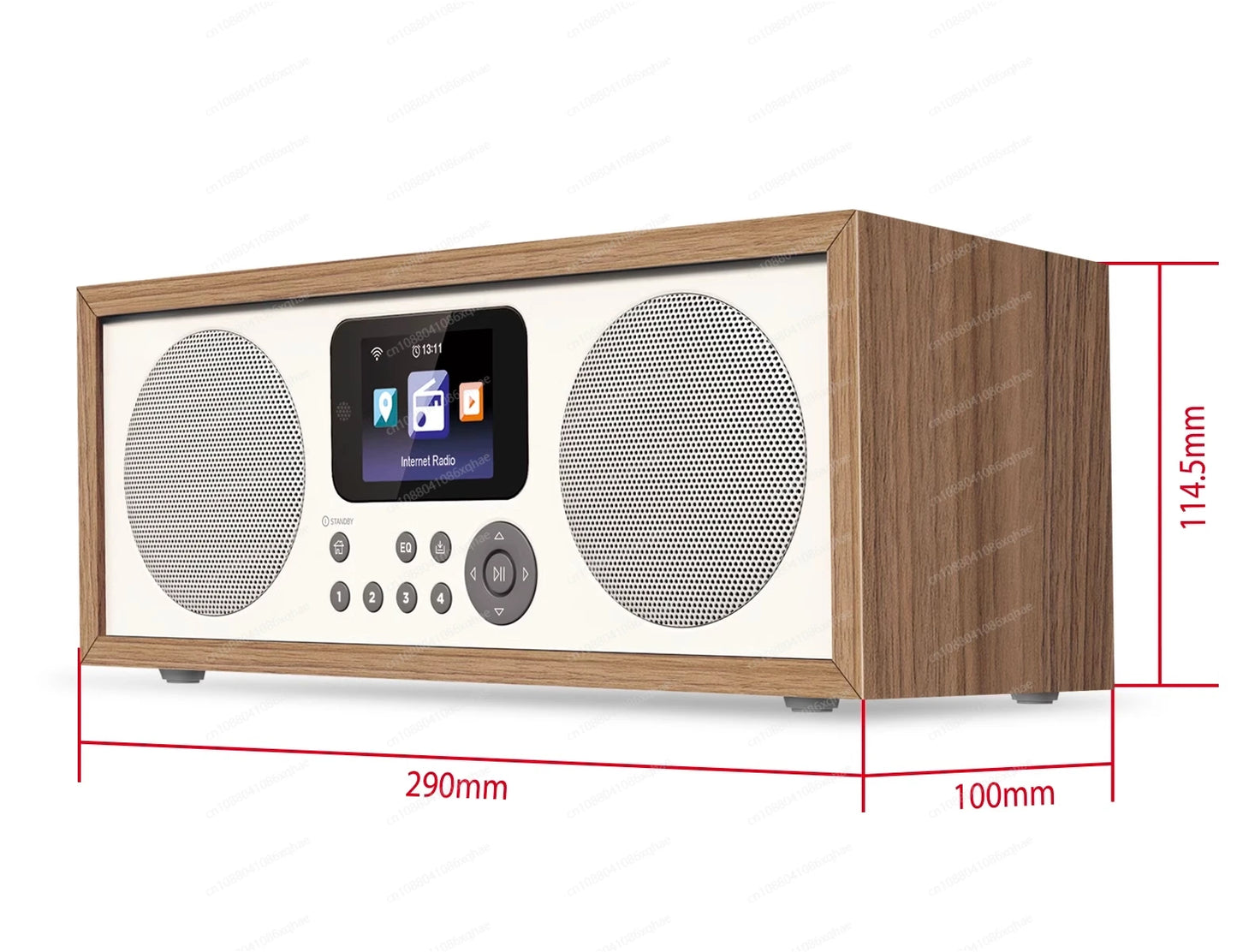 Radio Réveil Bois avec écran couleur, WiFi et haut-parleur stéréo