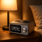Radio Réveil Bois avec Télécommande, FM et Grand Écran LED Multifonction