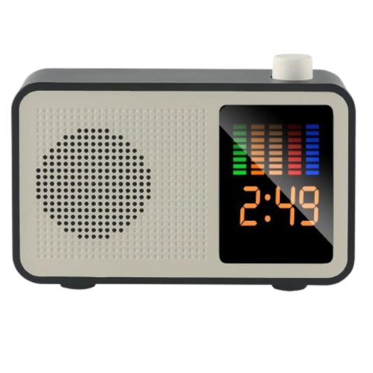 Radio Réveil Bois Vintage avec Affichage LED et Haut-Parleur
