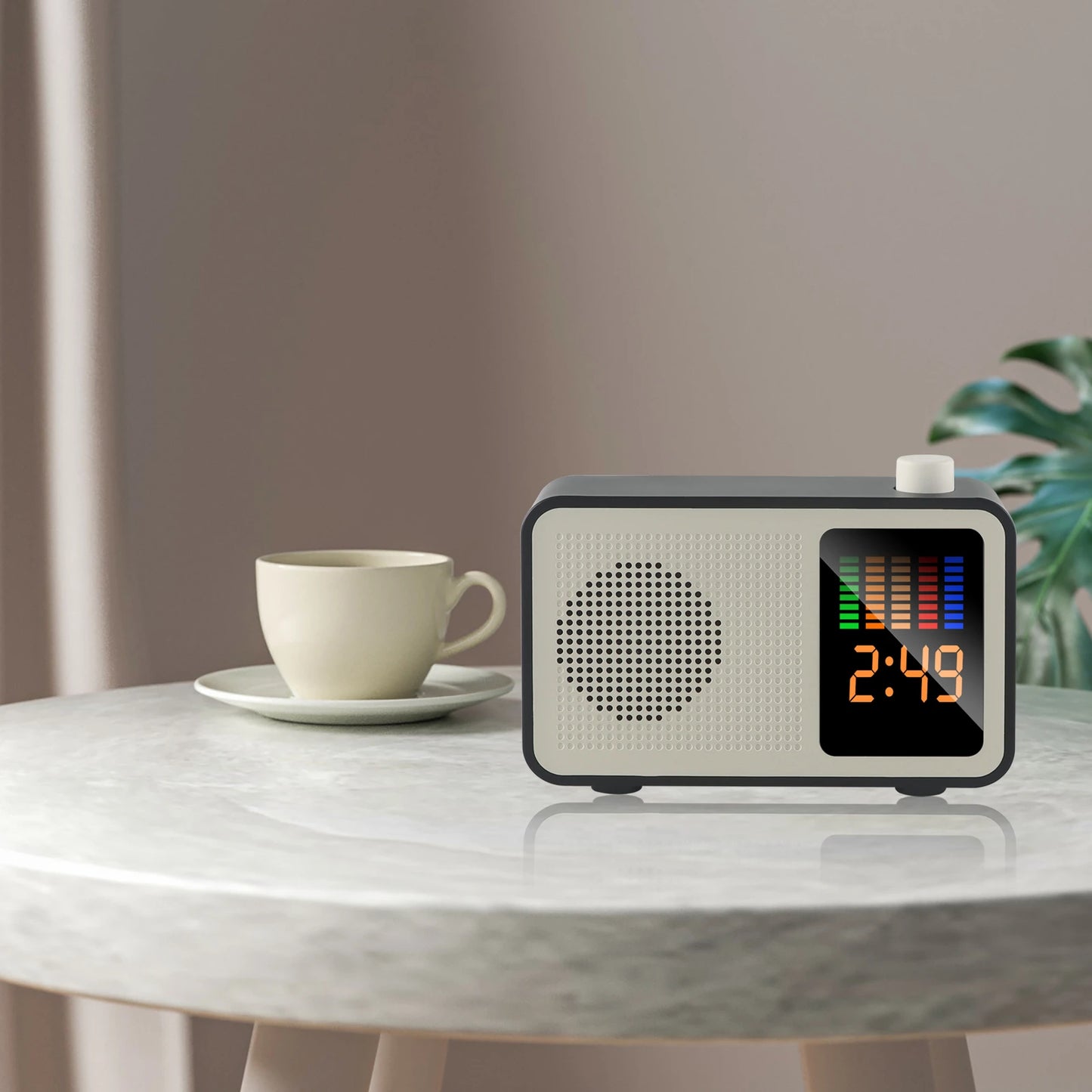 Radio Réveil Bois Vintage avec Affichage LED et Haut-Parleur