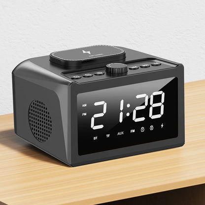 Radio Réveil Connecté Bluetooth, FM, AUX, Carte TF, Charge Sans Fil
