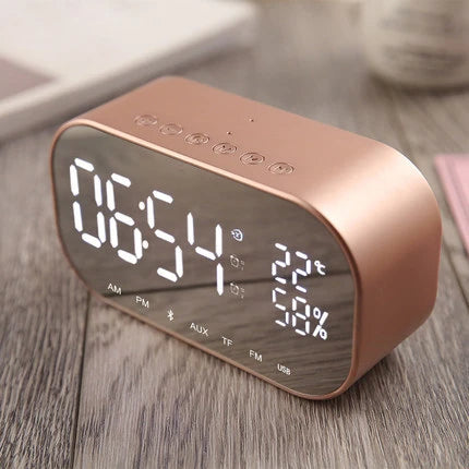 Radio Réveil Connecté Bluetooth avec Affichage LED, Température et Humidité