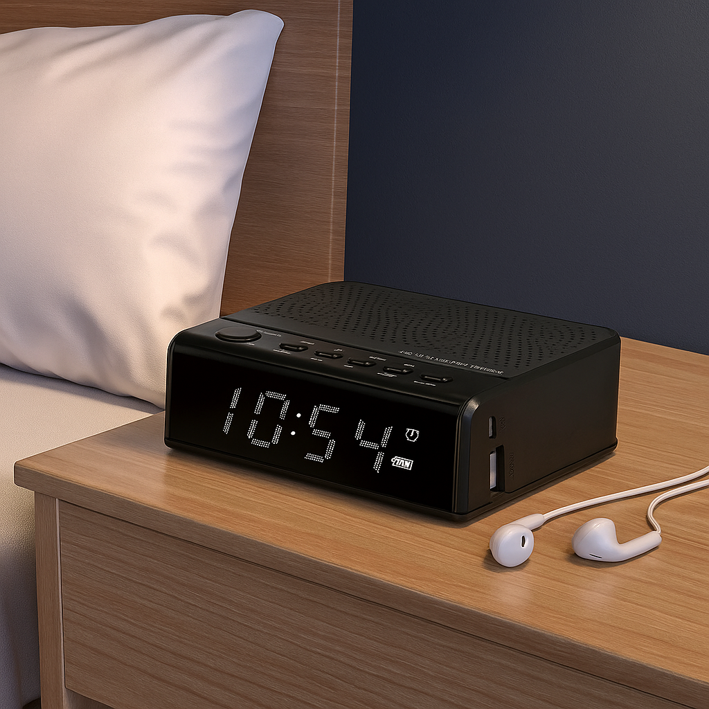 Radio Réveil Connecté Bluetooth avec Port USB et Carte TF