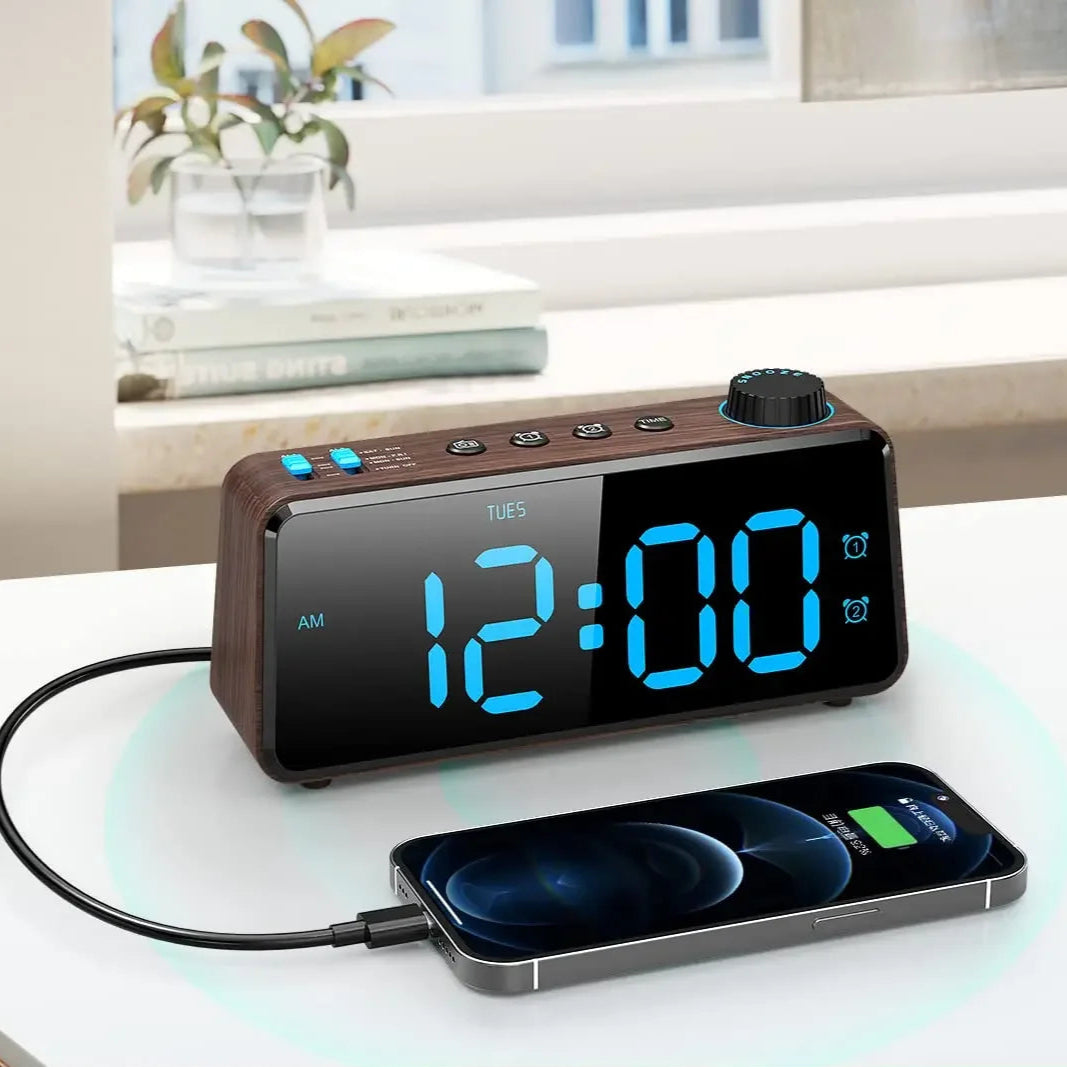 Radio Réveil Connecté LED avec Double Alarme et Affichage Digital Large