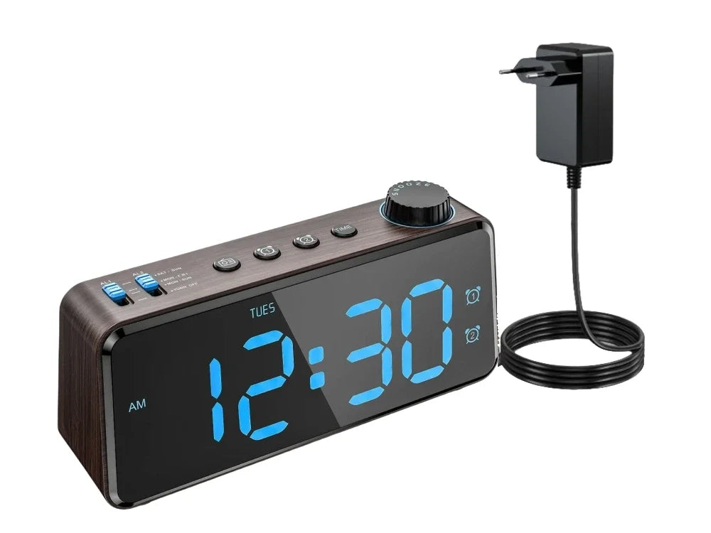 Radio Réveil Connecté LED avec Double Alarme et Affichage Digital Large