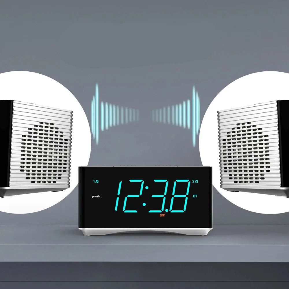 Radio Réveils Design – Double Alarme, USB, Écran LED, Grande Taille
