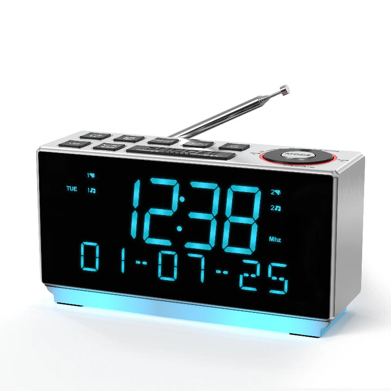 Radio Réveil Design LED Multifonction avec Double Alarme et FM