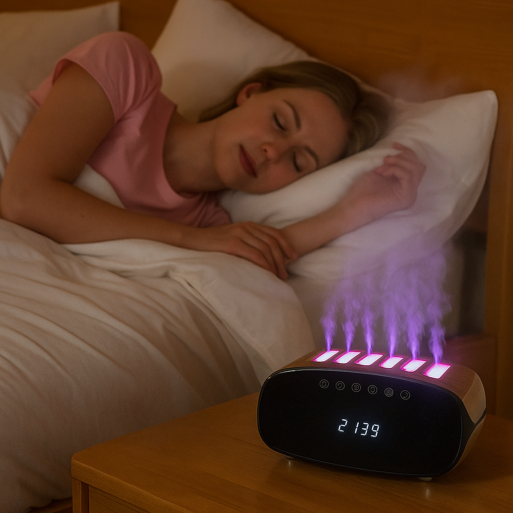 Réveil Diffuseur d’Huiles Essentielles et Lumière LED