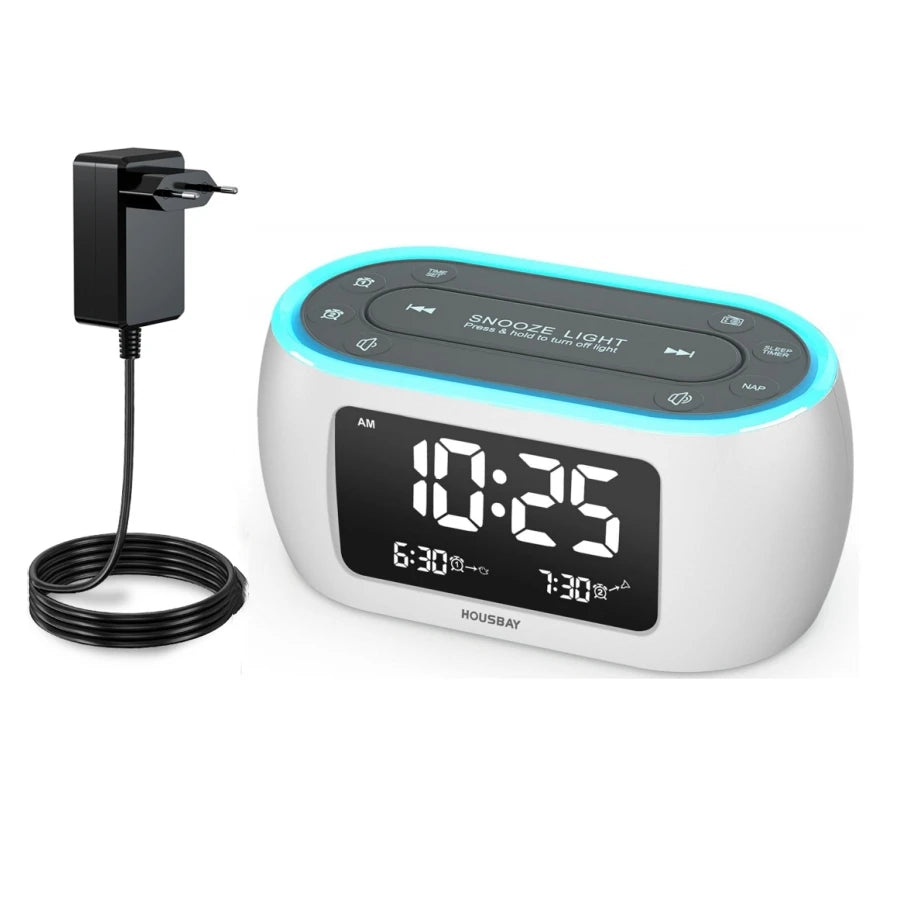 Radio Réveil Lumineux LED Digital avec Double Alarme et Fonction Snooze