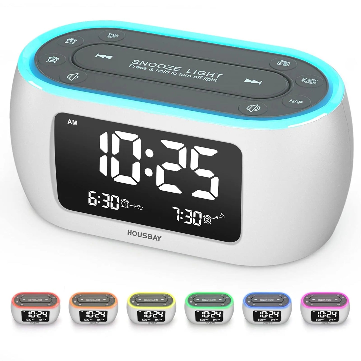 Radio Réveil Lumineux LED Digital avec Double Alarme et Fonction Snooze