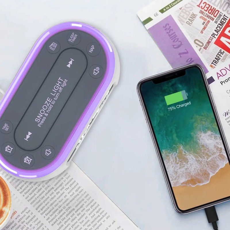 Radio Réveil Lumineux LED Digital avec Double Alarme et Fonction Snooze