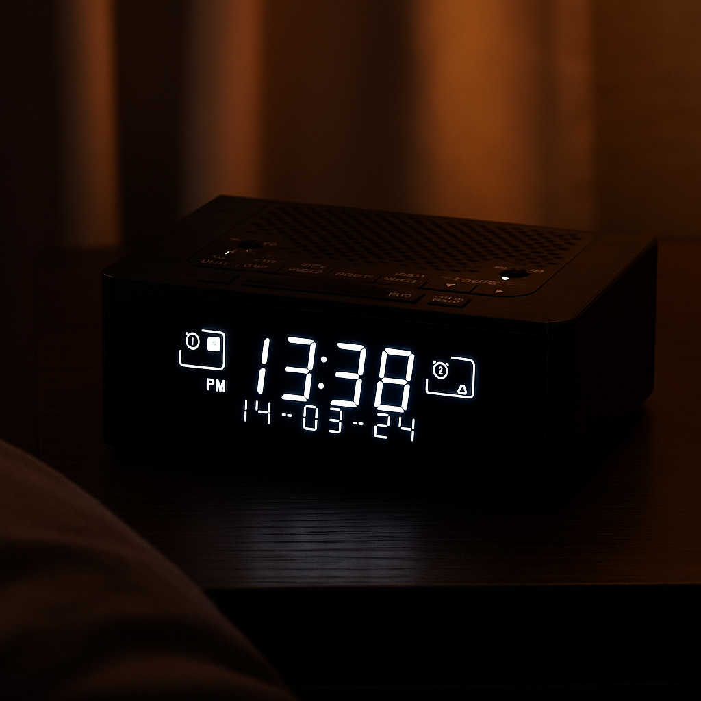 Radio Réveil Vintage Contrôle Luminosité et Double Alarme