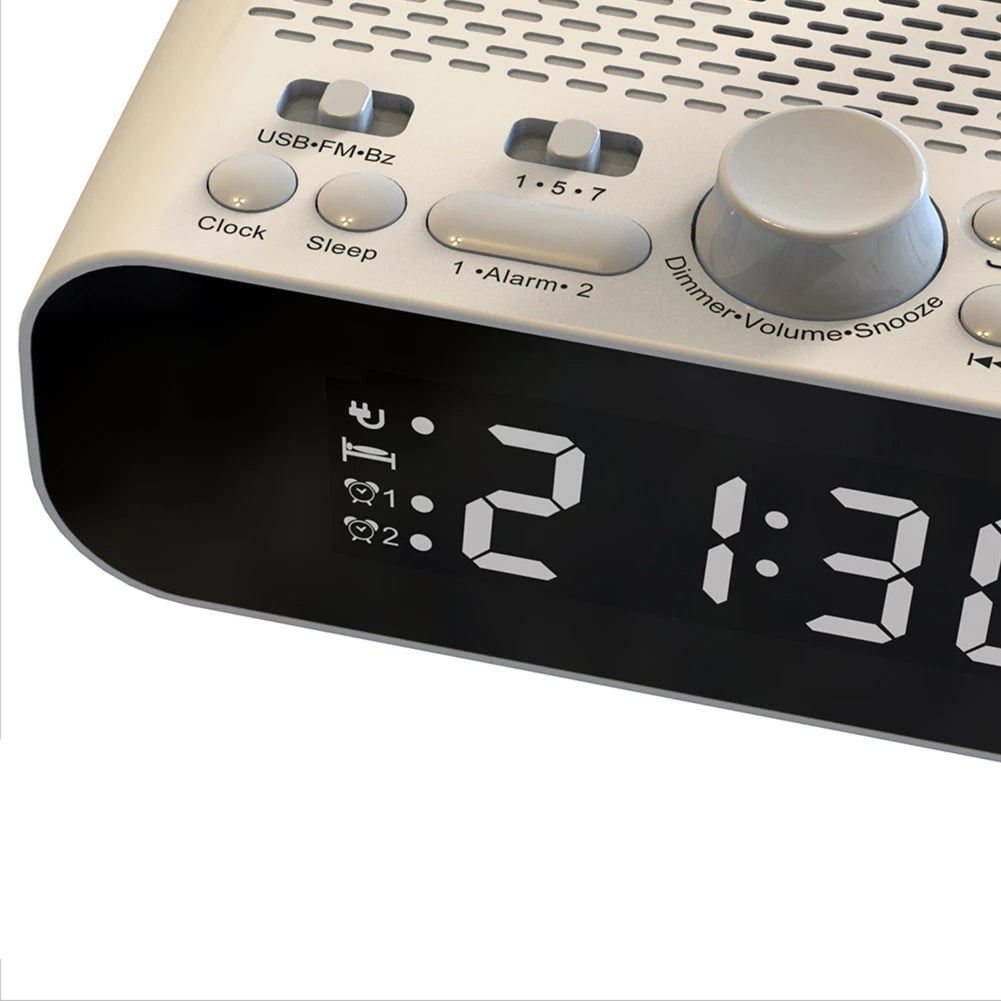 Radio Réveil Vintage avec FM, Bluetooth et Double Alarme