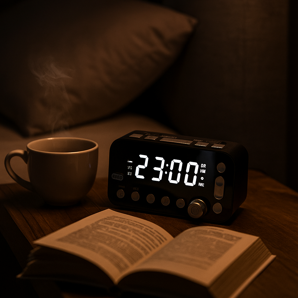 Radio Réveil Vintage avec FM, Double Alarme et Écran LED Clair