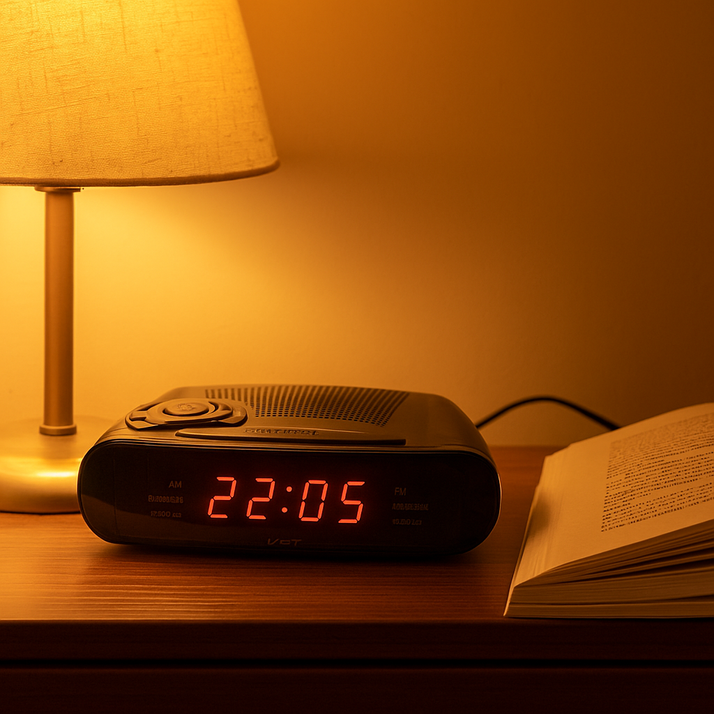 Radio Réveil Vintage FM avec Affichage LED Rouge et Double Alarme