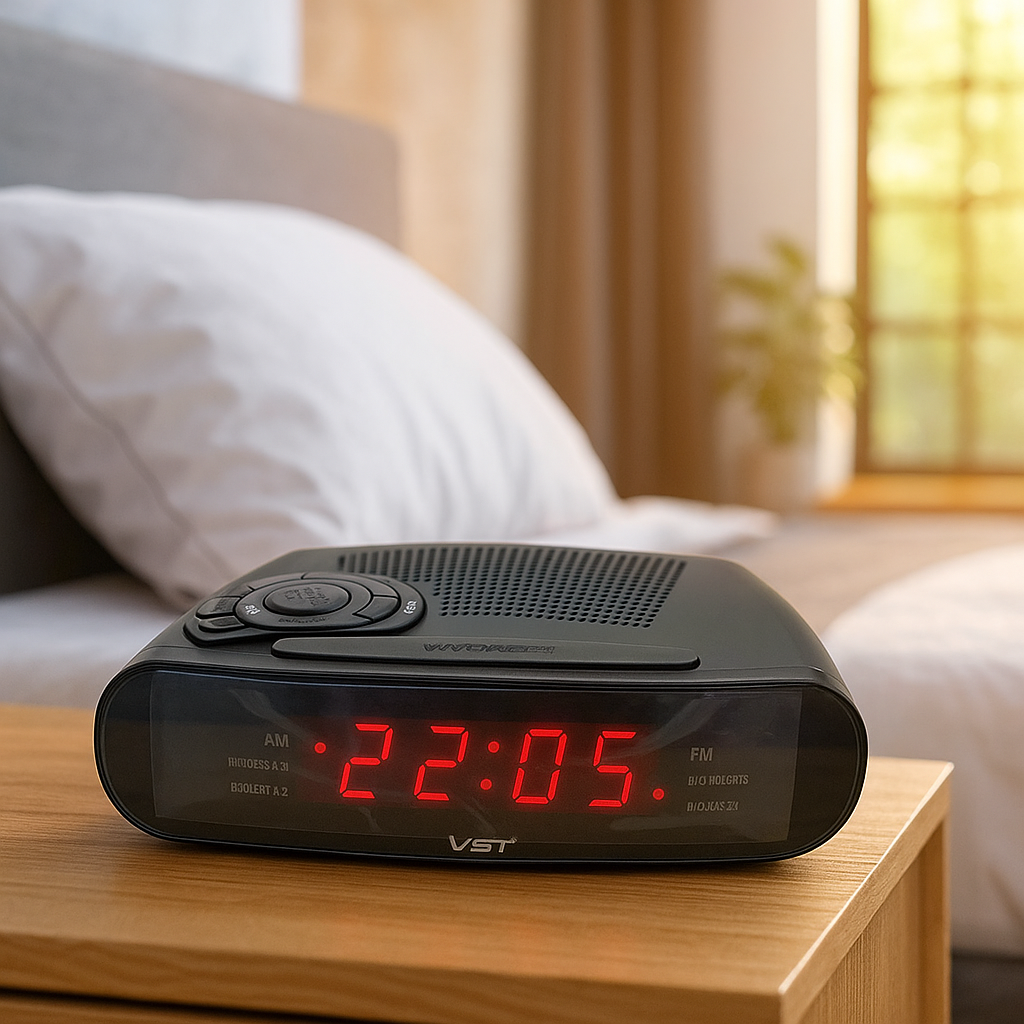 Radio Réveil Vintage FM avec Affichage LED Rouge