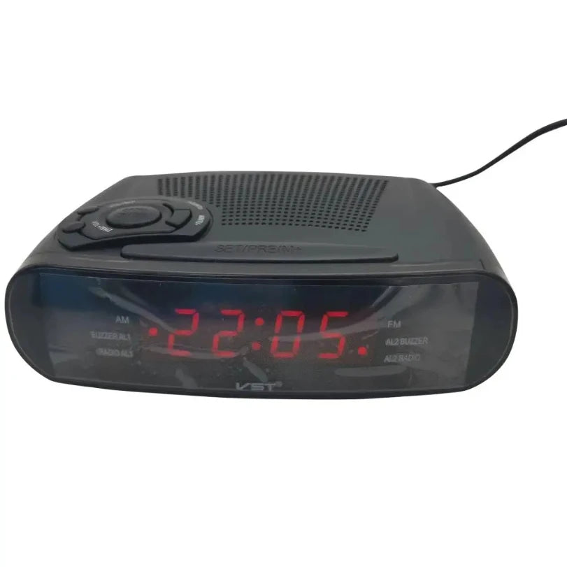 Radio Réveil Vintage FM avec Affichage LED Rouge