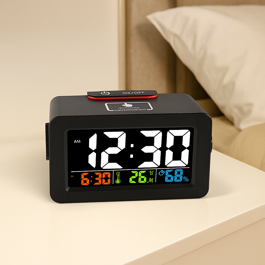 Réveil Ado Digital Multicolore avec Affichage LED – Température & Hygromètre, Design Moderne