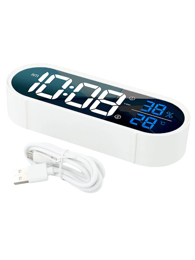 Réveil Ado LED Digital avec Affichage de l’Heure, Température et Humidité