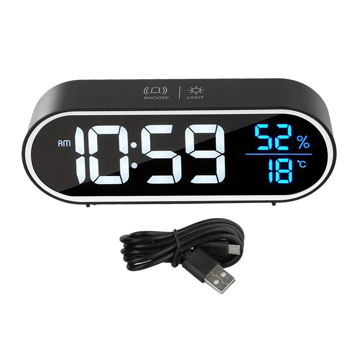 Réveil Ado LED Digital avec Affichage de l’Heure, Température et Humidité