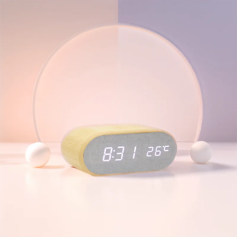 Réveil Bois Design en Bambou avec Affichage LED Doux