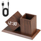 Réveil Bois Cube avec Porte-Stylo – Design Naturel et Épuré