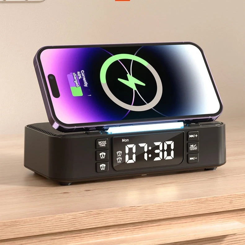 Réveil Connecté avec Enceinte Bluetooth Double Haut-Parleur