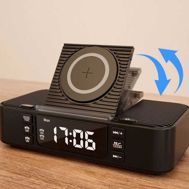 Réveil Connecté avec Enceinte Bluetooth Double Haut-Parleur