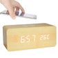 Réveil Connecté en Bois avec Chargeur Sans Fil – Affichage LED Heure, Date, Température
