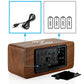 Réveil Connecté en Bois avec Chargeur Sans Fil – Affichage LED Heure, Date, Température
